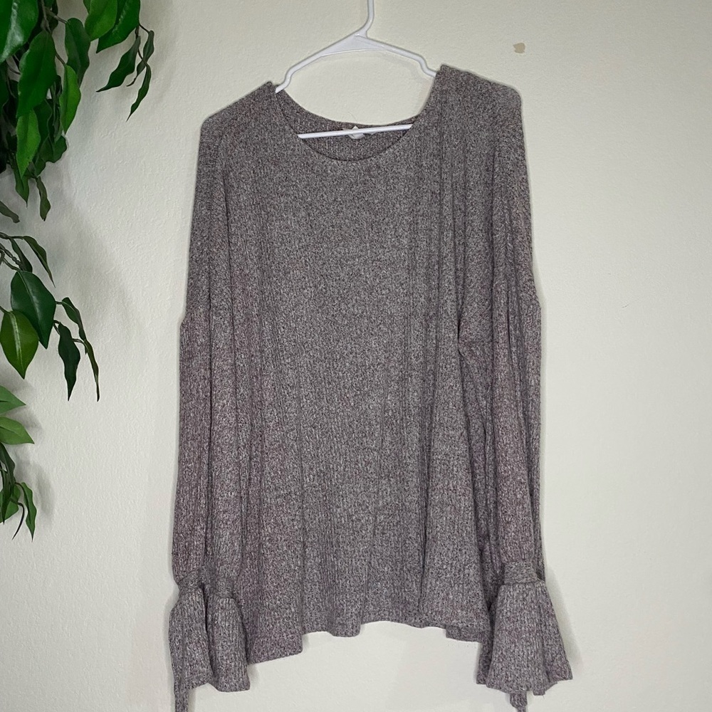 Lucky brand ladies 2x tie bell sleeve sweater top